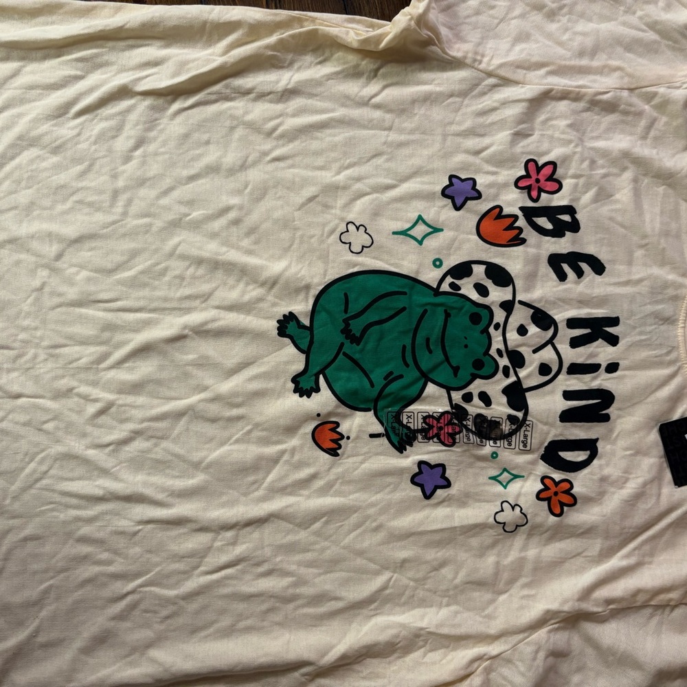 Chemistry Cream Tee with Green Frog and Colorful Accents